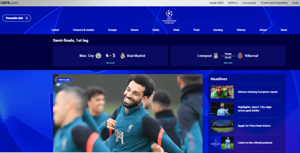海外のサッカー配信サイト：UEFA.com